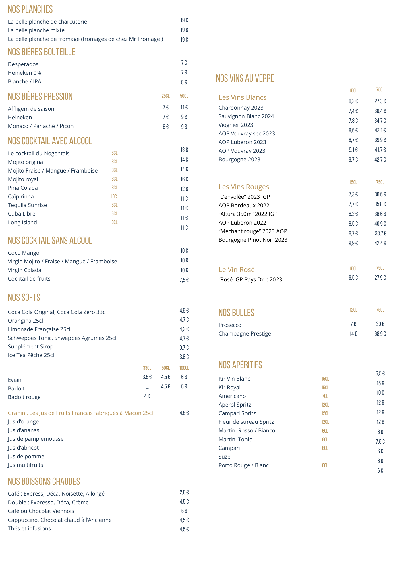CARTE AFTERWORK GOURMAND